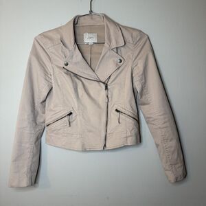 Loft moto jacket women’s xs pink beige tan zip up fashion everyday